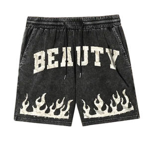 Proveedor superior Hombres Belleza Imprimir Nueva llegada con logotipo propio Calidad superior Fácil de lavar Hombres Ropa exterior Pantalones cortos de lavado ácido - Product Image 1