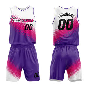 Uniformes de Baloncesto Sublimados Personalizados al por Mayor, Conjuntos Transpirables de Secado Rápido, Camisetas con Cuello en V 100% Poliéster, Unisex para Adultos, Tallas Grandes - Product Image 2