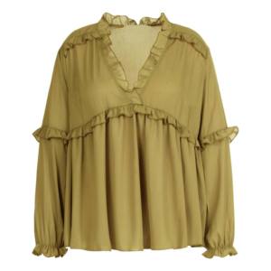 Chemisiers élégants pour femmes grandes tailles OEM, col montant, broderie unie, manches longues, coton respirant, style urbain - Product Image 1