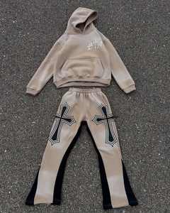 ชุดวิ่งกางเกงวอร์มและฮู้ดสำหรับผู้ชายชุดวอร์มกางเกงผ้าคอตตอนแบบมีซิปปักลายตามสั่งผลิต100% - Product Image 4