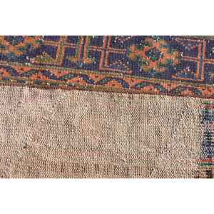 Alfombra Turca Vintage, Alfombra Pequeña de 1.6x3.2 pies, Alfombra de Lana Abstracta Azul y Roja - Product Image 5