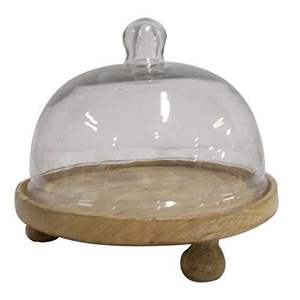 Support à gâteau classique en bois avec dôme en verre, idéal pour les gâteaux, les pâtisseries, les desserts, l'affichage sur table - Product Image 1
