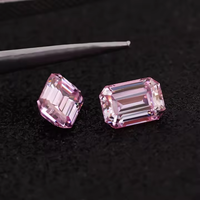 Forme d'émeraude rose en vrac Moissanite Vvs Clarity Gra certifié diamant fantaisie cultivé en laboratoire rose émeraude pour bijoux