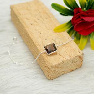 Handmade <b>925</b> <b>Sterling</b> <b>Silver</b> <b>Bracelet</b> Natural Smoky Quartz Brown Gemstone Fashionable <b>Silver</b> Jewelry Bangle Gift - Product Image 2