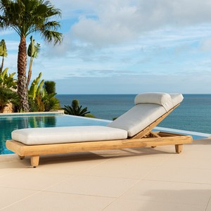 Teak Adjustable <b>Lounger</b> with Sunproof <b>Cushion</b> - Product Image 2