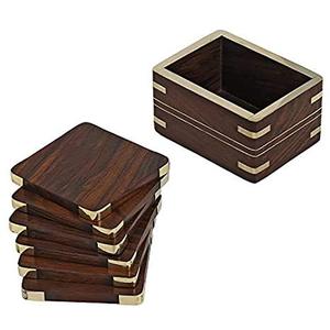 Wood Arts Handcrafted Wooden <b>Drink</b> <b>Coasters</b> Set with Holder Natural & Durable Table Protection - Product Image 3