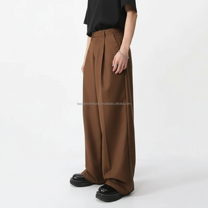 Pantalones Casuales de Pierna Ancha y Corte Holgado para Hombre, Estilo Coreano, Cintura Elástica, de Lona, Diseño Nuevo - Product Image 3