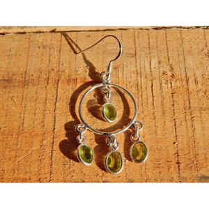 Natural Peridot 925 <b>Sterling</b> <b>Silver</b> <b>Drop</b> <b>Earrings</b> with 18k Gold Plating Wedding Jewelry for Girls and Women-Model E0090-GS - Product Image 4