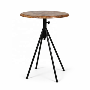 Mesa de Bar Industrial de Madera Maciza Ajustable con Base de Metal |   Muebles Comerciales para Restaurantes y Cafeterías |   Akku Art Exports TB-111 High - Product Image 1