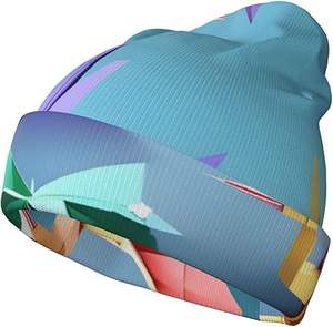 Bonnet tricoté imprimé légumes et fruits variés, chaud et élégant pour femme, bonnet d'hiver unisexe sans bord, casquette à revers - Product Image 5