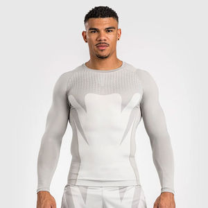 Men's Fit <b>Long</b> <b>Sleeve</b> Rash Guard with Comfort Compression Fit & Custom <b>Sleeve</b> Lengths Front Logo <b>Stretch</b> Feature - Product Image 1