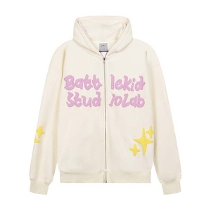 Nouvelle mode sweat à capuche impression bouffante personnalisé 3d mousse impression sweats poids lourd bord coupé ourlet brut sweat à capuche court pour hommes - Product Image 4