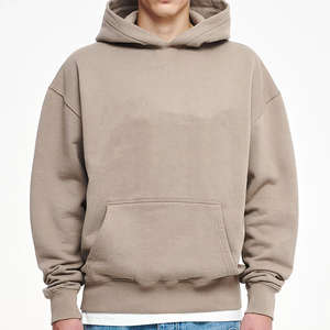 Sudadera con capucha unisex de algodón 100% de alta calidad, estilo oversize, corte holgado, hombros caídos, de felpa francesa, lisa, para hombre. - Product Image 3