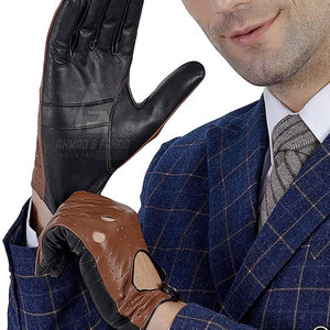 Gants de conduite d'hiver en cuir souple - Antidérapants, légers, confortables, avec sangle de poignet réglable pour une sécurité accrue au volant - Product Image 3