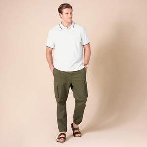 Chemise décontractée sportive pour homme, tricotée unie, écologique, avec logo imprimé par transfert thermique, boutonnée, manches courtes - Product Image 6