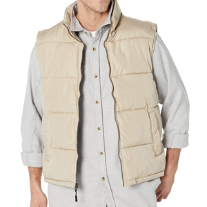 Custom Casual Men's Canvas Puffer <b>Vest</b> Polyester Wadding Filling Lightweight Anti-UV <b>Heated</b> Breathable Bubble Packable Pockets - Product Image 1