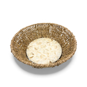 ถาดสไตล์โบฮีเมียนทำจากเปลือกหอยมุก ดีไซน์ยืดหยุ่น ขอบตกแต่งด้วยหญ้าทะเล สำหรับเสิร์ฟอาหาร ใช้ในบ้าน นำเข้าจากเวียดนาม - Product Image 1