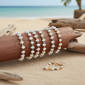 Elegante Pulsera de Perlas Chapada en Oro con Detalles Vibrantes para Reventa de Moda - Product Image 3