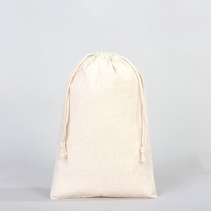 Natural Cotton <b>Drawstring</b> <b>Pouch</b> 8x12 Organic Favor & Gift Bag with Custom Logo Embroidery Screen Printing for Craft & Promotion - Product Image 1