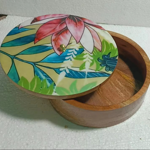 Juego de Tazones de Madera Esmaltada Ecológicos Hechos a Mano de Primera Calidad, Diseño Impreso Colorido, Estilo Clásico, Aptos para Lavavajillas, para Refrigerios - Product Image 1