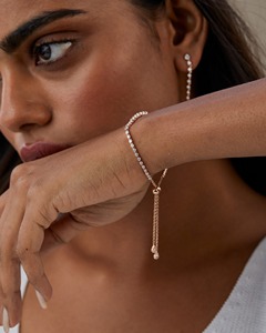 Adjustable Diamond Bolo Bracelet Full 1.92 Ct Natural Diamond G-H Color VS-SI Clarity 14K <b>Solid</b> <b>Gold</b> Designer Wristwear Piece - Product Image 3