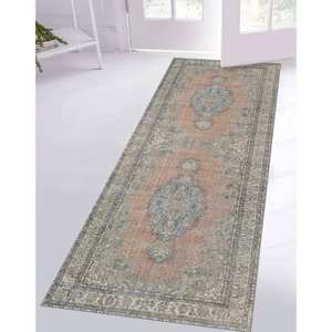 Tapis imprimé : Tapis moderne de style farmhouse vert à fleurs, antidérapant, avec poils doux - Product Image 1