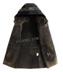 เสื้อโค้ทมีฮู้ดแฟชั่นชายหนังแท้แจ็คเก็ตบอมเบอร์แจ็คเก็ตบอมเบอร์เสื้อโค้ทแจ็คเก็ตหนังบินแบบเติมความอบอุ่นขนถอดได้เสื้อโค้ทแจ็คเก็ตตัวยาว - Product Image 2