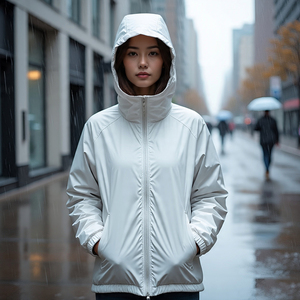 2024 Fashion Women's Windbreaker Hooded Jacket Solid Color Softshell Jacket Female Rain Coat Ladies <b>Waterproof</b> Outerwear - Product Image 2