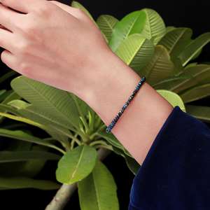 กำไลข้อมือลูกปัดพลอยโอปอลเอธิโอเปียสีดำกำไลข้อมือเงินโอปอลไฟทำด้วยมือเครื่องประดับแบบปรับได้สำหรับเป็นของขวัญผู้หญิง - Product Image 3