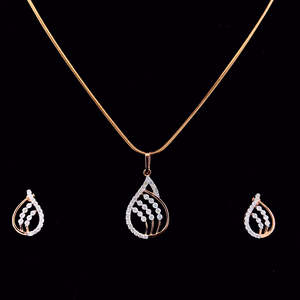 ชุดต่างหูจี้เพชรรูปลูกแพร์สีโรสโกลด์เครื่องประดับมีสไตล์สำหรับผู้หญิงปรับแต่งได้ - Product Image 3