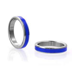 Anillo para Pene de Acero con Banda Azul, Anillos Metálicos para Pene Gay - Product Image 4