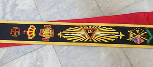 Arche royale personnalisée conception maçonnique broderie artisanat tablier rouge brodé à la main de haute qualité ensemble de ceinture couture Ronpex - Product Image 2