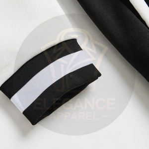 Vestes universitaires de baseball, lettrage en blocs, blanc et noir, bande de course, boutons sur le devant, coupe ample, toile respirante - Product Image 4