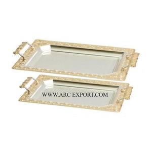 Lot de 2 Plateaux de Serveur pour Aliments et Snacks Modernes de Différentes Tailles, Plateaux Décoratifs à Motif d'Aspect Supérieur de Qualité Exclusive - Product Image 1