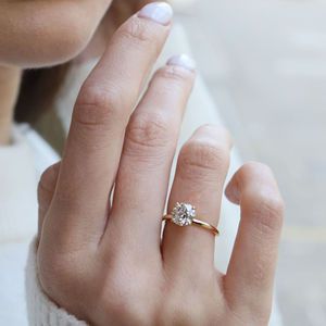 Bague de fiançailles solitaire en diamant cultivé en laboratoire de forme ronde de 1.0 carats Bague en diamant en or 14 carats pour femme au meilleur prix - Product Image 4