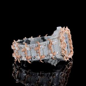 Reloj de Lujo Premium al por Mayor de Acero Inoxidable con Diamantes de Moissanita, Joyería Hip Hop Totalmente Adornada, Cristal de Zafiro, Reserva de Energía - Product Image 2