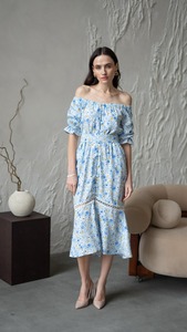 Verano Midi Beach Maxi vestidos para mujer Boho romántico renacimiento vestido de viscosa Casual tela ropa - Product Image 2