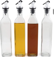 Bouteilles de distributeur d'huile d'olive et de vinaigre en verre de haute qualité 500ML pour la cuisson avec couvercles