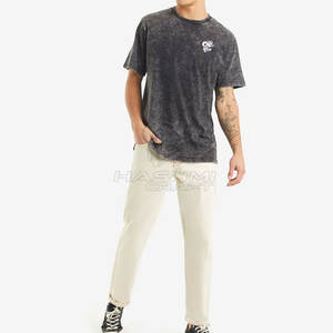 Camiseta de Moda Urbana con Lavado Ácido para Hombre, Tela de Algodón Lavado de Tacto Suave, Corte Relajado, Cómoda y Casual - Product Image 3