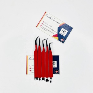 New <b>Lash</b> Extension Tweezers Black Tips Red Color Bottom Design Eyelash Tweezers Sharp Solid Tip Tweezer Sustainable <b>mink</b> - Product Image 1