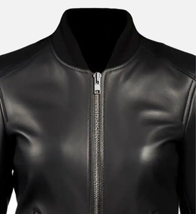 Chaqueta de moto personalizada para mujer Ajuste elegante PU/Opciones de cuero de piel de oveja genuina Algodón de punto MOQ bajo Producción a granel disponible - Product Image 6