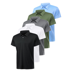 Polo en tissu tissé à manches courtes pour homme, couleur unie, coupe classique, col boutonné, vêtement décontracté pour tous les jours - Product Image 3