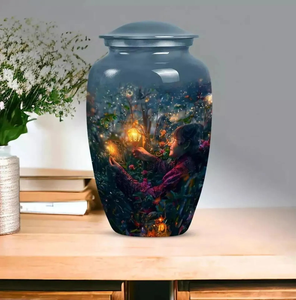 โกศอลูมิเนียมเคลือบเงาที่ระลึกทำด้วยมือโกศเคลือบเงาด้วยตัวเลือกขนาดใหญ่ (10.5 ") และของที่ระลึก (3") - Product Image 2