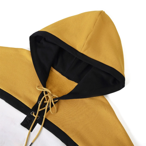 เสื้อฮู้ดฮอกกี้สีขาวทองแบบกำหนดเอง ผ้าฟลีซพรีเมียมสำหรับฤดูหนาว เป็นมิตรกับสิ่งแวดล้อม กันลม ลายทางสีดำปัก - Product Image 5