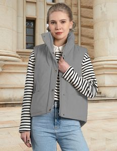 Vente chaude sans manches hommes vestes col montant léger fermeture éclair gilet bouffant Polyester matelassé unisexe gilets bouffants - Product Image 3