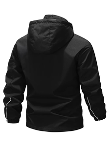 Veste à capuche coupe-vent tendance pour hommes, col montant, fermeture à glissière, vêtements de sport décontractés toutes saisons, manteau d'automne - Product Image 5