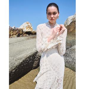 Chemisiers haut de gamme pour femmes, chemises de luxe NARC LACE TOP, manches bouffantes, dentelle ivoire, harmonie, 25% polyester, 75% coton - Product Image 3