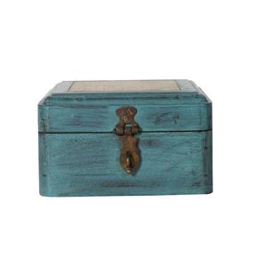 Caja decorativa Vintage pintada a mano de madera Cajas de almacenamiento de naipes de madera de diseño surtido con incrustaciones de latón - Product Image 6