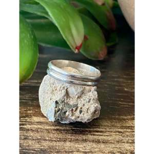 Navajo Handmade Sterling <b>Silver</b> Band <b>Rings</b> Ethereal Fine Jewelry with <b>Garnet</b> Inlay for Everyday Wear or Meditation - Product Image 4