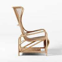 Fauteuil lounge en rotin moderne à dossier haut avec design antique, durable et écologique, pour un confort relaxant en extérieur